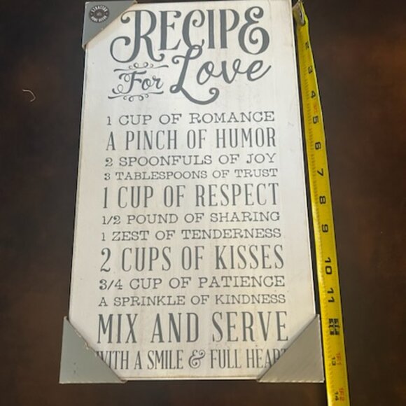 NWT Recipe for Love Kitchen Wall Art Rustic Wood Sign - Picture 5 of 9
